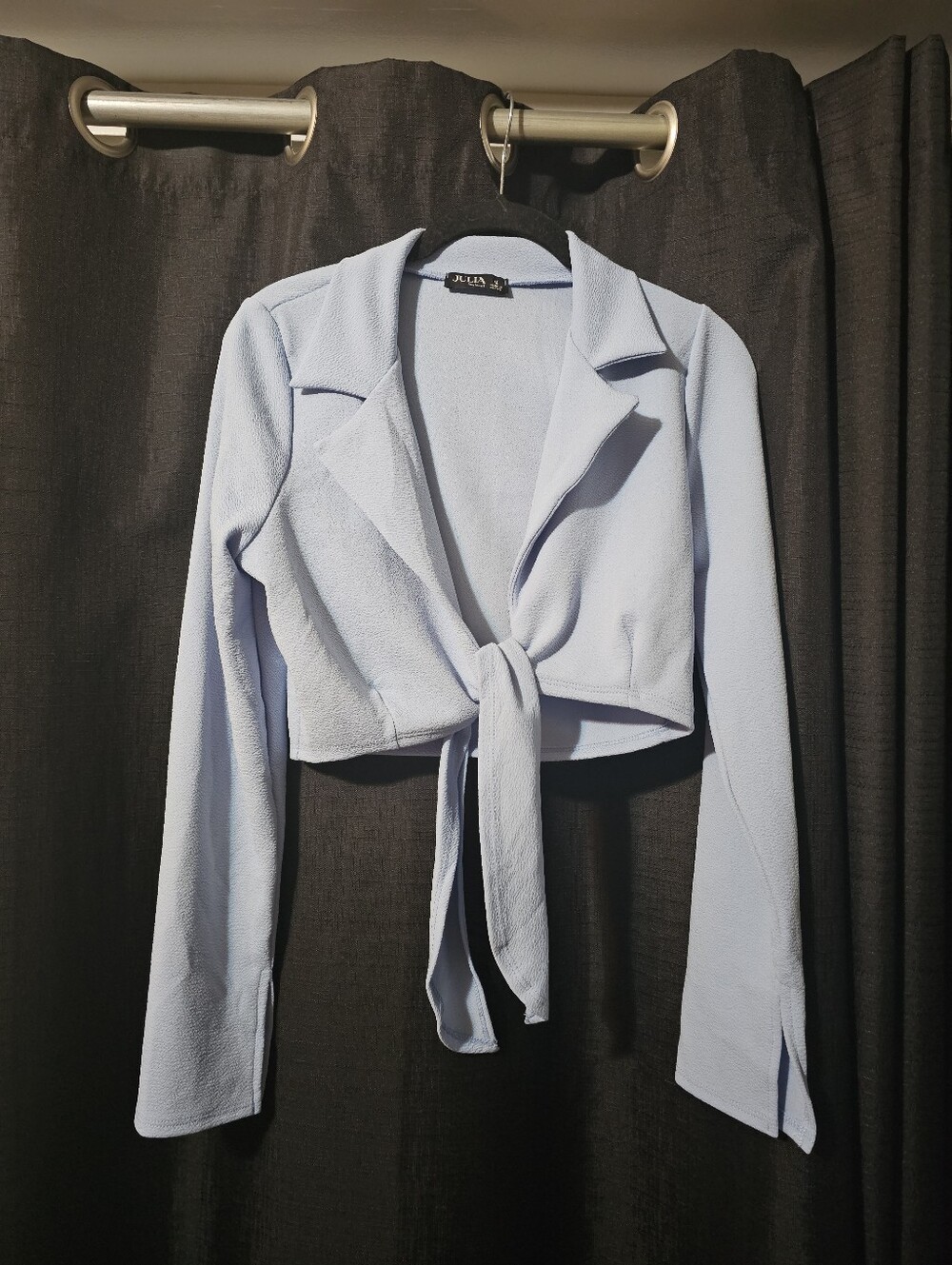 Julia By Love J Light Blue Tie-Front Cropped Jacket M